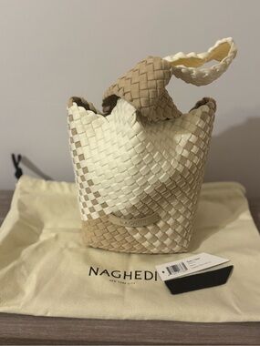 NAGHEDI Kyoto White / Taupe Athena
Handle Bag Clutch Wristlet NWT